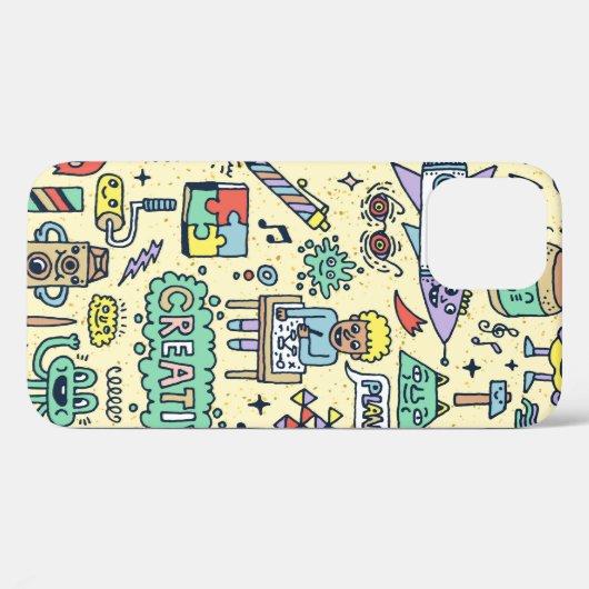 Doodle Cartoon Set おもしろい 1.  Case-Mate iPhoneケース (裏面 (横))
