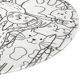 Doodle cats：白黒。 カッティングボード (角)