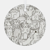 Doodle cats:白黒。 ガラスオーナメント (裏面)