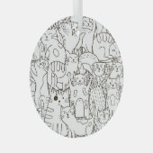 Doodle cats:白黒。 ガラスオーナメント (正面右)