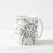 Doodle cats:白黒。 コーヒーマグカップ (正面右)