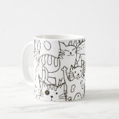 Doodle cats:白黒。 コーヒーマグカップ (正面左)