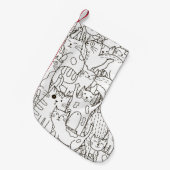 Doodle cats：白黒。 スモールクリスマスストッキング (正面 (吊り時))