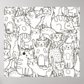 Doodle cats:白黒。 ポスター (正面)