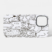 Doodle cats:白黒。 iPhoneケース (裏面横)