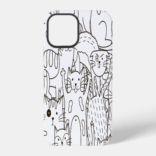 Doodle cats:白黒。 iPhoneケース (裏面)