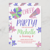 Doodle Cheer Party Cheerleading Birthday 招待状 (正面/裏面)