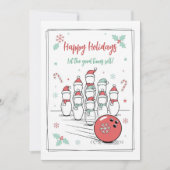 Doodle Christmas Bowling Holiday Greeting Cards シーズンカード (正面)