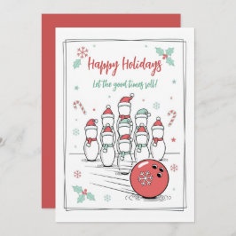 Doodle Christmas Bowling Holiday Greeting Cards シーズンカード