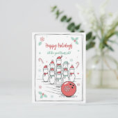 Doodle Christmas Bowling Holiday Greeting Cards シーズンポストカード (スタンド正面)