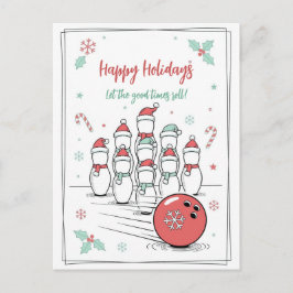 Doodle Christmas Bowling Holiday Greeting Cards シーズンポストカード