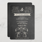 Doodle Coule on Blackboardゲイ結婚式招待状 招待状 (正面/裏面)