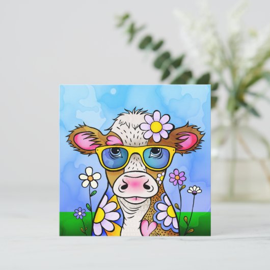 Doodle Cow Portrait カード (スタンド正面)