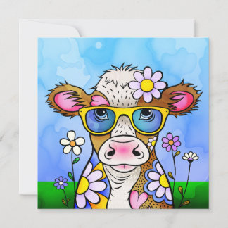 Doodle Cow Portrait カード
