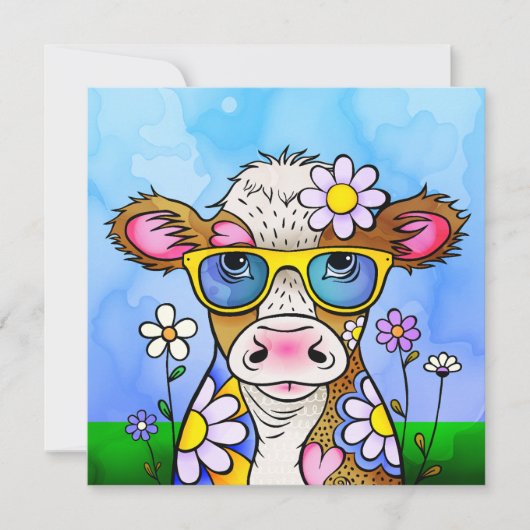 Doodle Cow Portrait カード (正面)