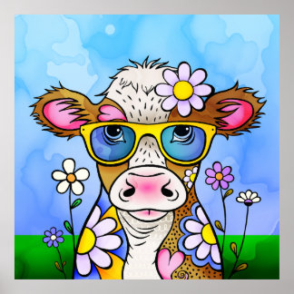 Doodle Cow Portrait ポスター