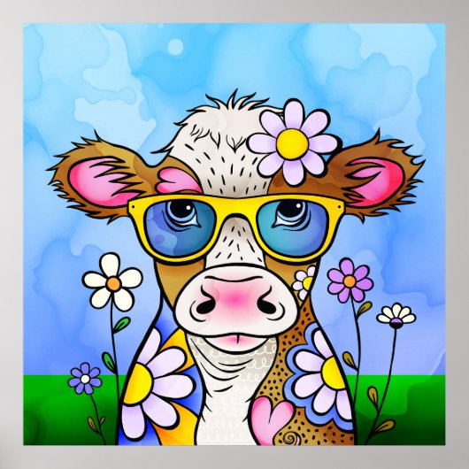 Doodle Cow Portrait ポスター (正面)
