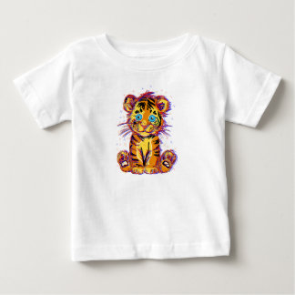 Doodle de tigre bebé: La dulzura salvaje y los ojo ベビーTシャツ