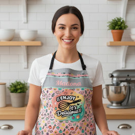 Doodle Delicious Whisk Pastel Art エプロン