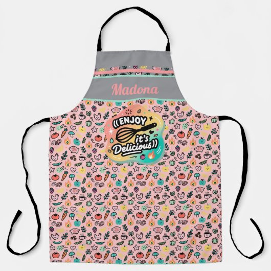 Doodle Delicious Whisk Pastel Art エプロン (正面)