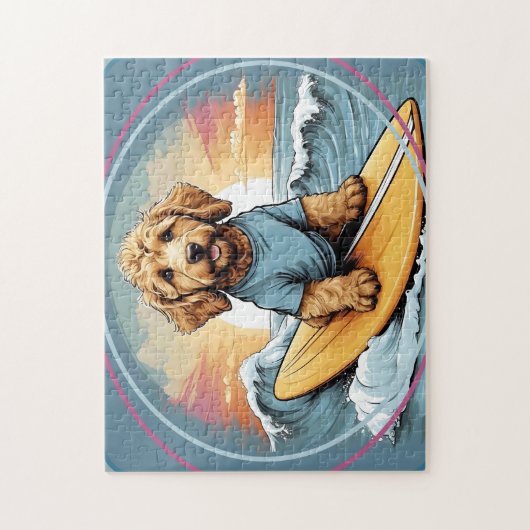 Doodle Dog Surfing ジグソーパズル (縦)