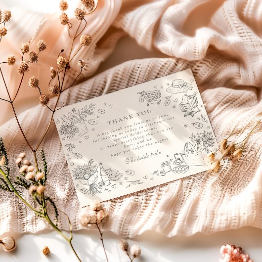 Doodle Farm Market Bridal Shower サンキューカード