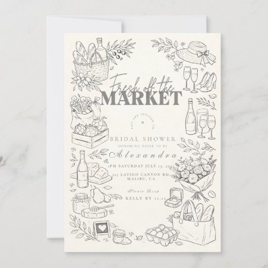 Doodle Farm Market Bridal Shower 招待状 (正面)