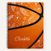 doodle feathers paislies flowers boho basketball ノートブック (正面)