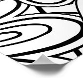 Doodle Folk Art Floral Line Drawing Pattern ポスター (角)