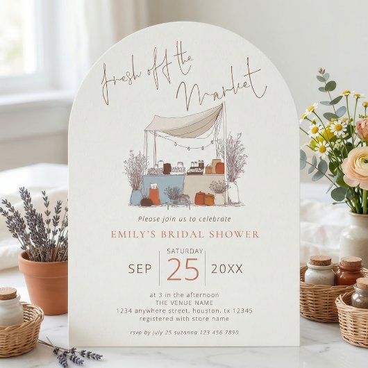 Doodle Fresh off the Market Sage Bridal Shower 招待状