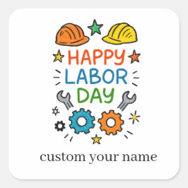 Doodle Fun Labor Day スクエアシール