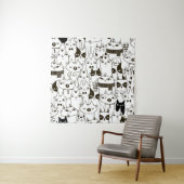 Doodle funny cats seamless pattern.  タペストリー (インサイチュ)