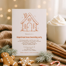 Doodle Gingerbread House Decorating Christmas 招待状