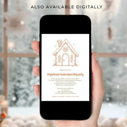 Doodle Gingerbread House Decorating Christmas 招待状