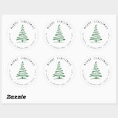 Doodle Green Christmas Tree Return Address ラウンドシール (シート)