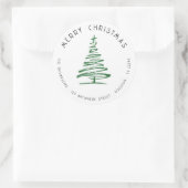 Doodle Green Christmas Tree Return Address ラウンドシール (バッグ)