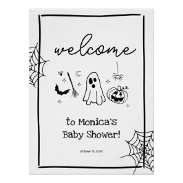 Doodle Halloween Baby Shower Welcome ポスター
