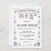 Doodle Hand Drawn Lingerie Shower Bachelorette  招待状 (正面)
