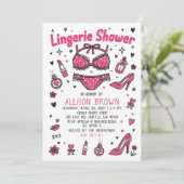 Doodle Hand Drawn Lingerie Shower Bachelorette  招待状 (スタンド正面)