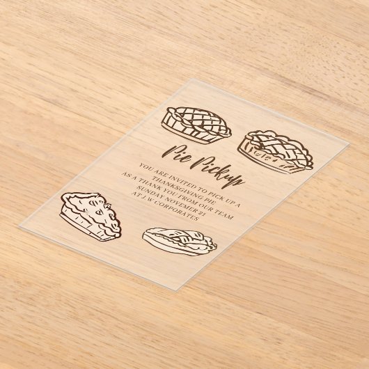 Doodle Hand Drawn Pie Pickup Thanksgiving アクリル招待状 (レイダウン)