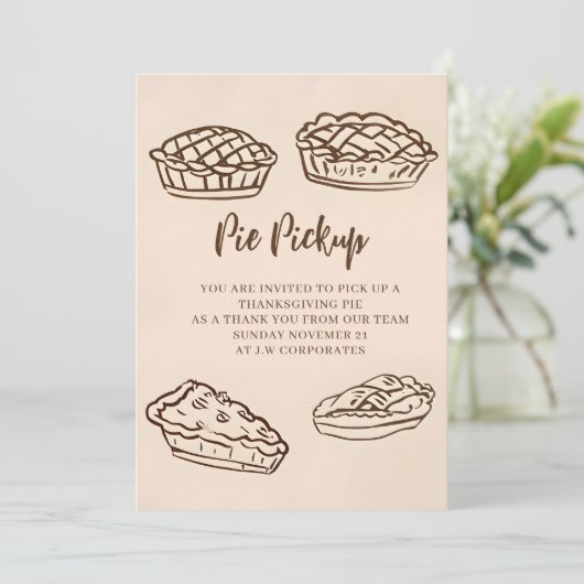 Doodle Hand Drawn Pie Pickup Thanksgiving 招待状 (スタンド正面)