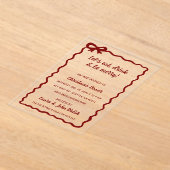 Doodle Hand drawn Red Bow Christmas Party アクリル招待状 (レイダウン)