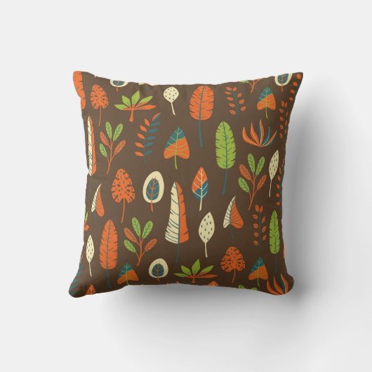 Doodle Hand Drawn Tropical Pattern with Leaves on クッション (裏面)
