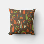 Doodle Hand Drawn Tropical Pattern with Leaves on クッション (正面)