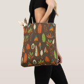 Doodle Hand Drawn Tropical Pattern with Leaves on トートバッグ (クローズアップ)