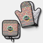 Doodle Healthy Food Kitchen Knife Sticker 鍋つかみ&鍋敷きセット (正面/裏面)