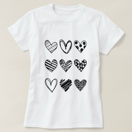 Doodle heart Cute, Valentine's Day, Unisex, Tシャツ (デザイン正面)