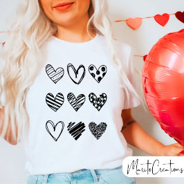 Doodle heart Cute, Valentine's Day, Unisex,  Tシャツ