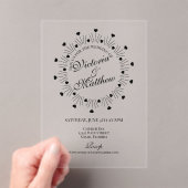 Doodle Hearts Frame Script Wedding アクリル招待状 (インサイチュ (ポータブル))