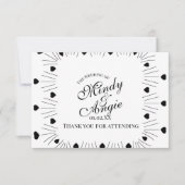 Doodle Hearts Frame Script Wedding サンキューカード (正面)